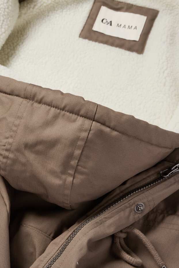 Damen - Umstands-Parka mit Kapuze und Baby-Einsatz - wasserabweisend - braun