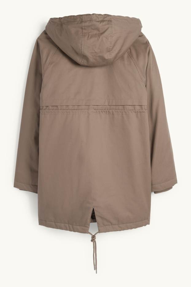 Damen - Umstands-Parka mit Kapuze und Baby-Einsatz - wasserabweisend - braun