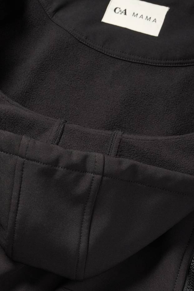 Femmes - Veste souple de grossesse avec capuche et empiècement porte-bébé - noir