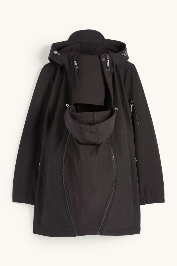 Femmes - Veste souple de grossesse avec capuche et empiècement porte-bébé - noir
