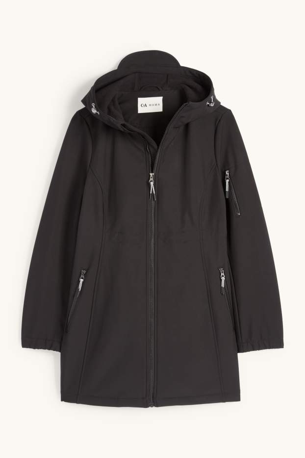 Femmes - Veste souple de grossesse avec capuche et empiècement porte-bébé - noir