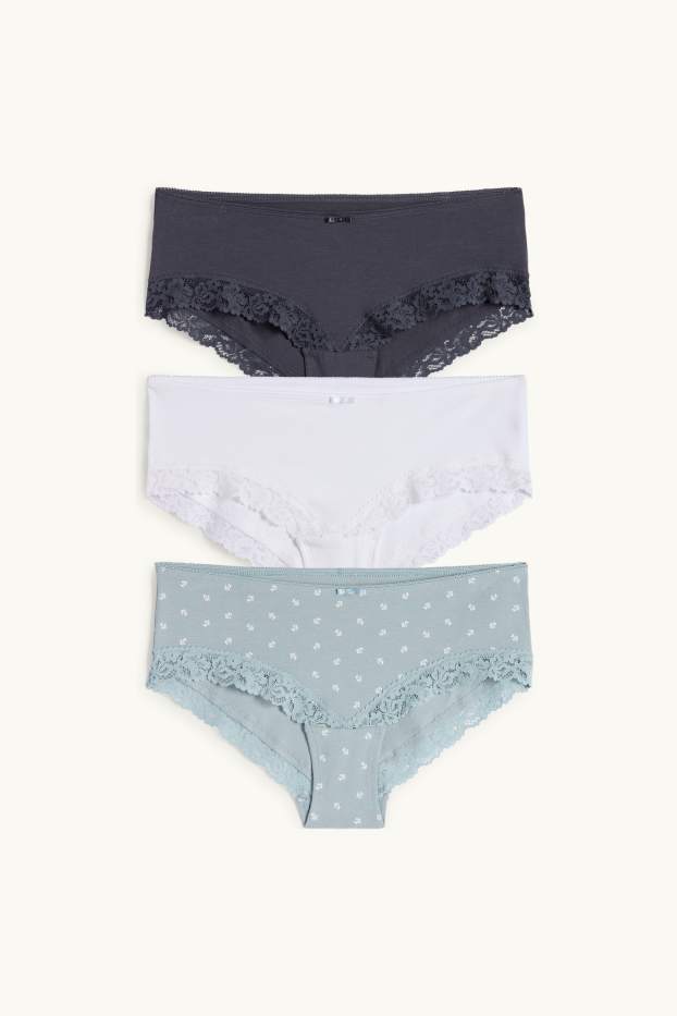 Femmes - Lot de 3 - shortys - bleu / blanc