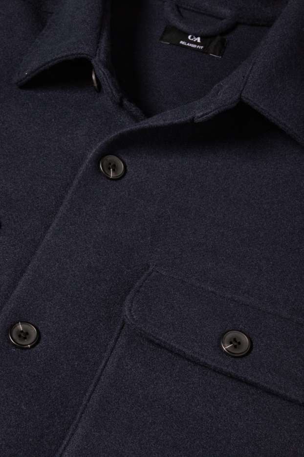 Hommes - Veste-chemise - relaxed fit - col kent - bleu foncé