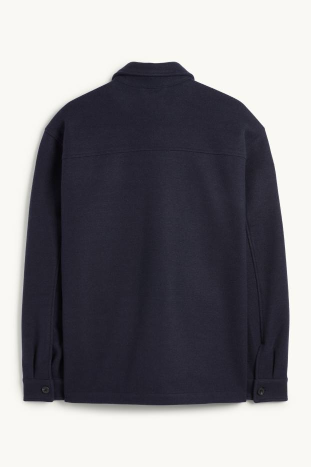 Hommes - Veste-chemise - relaxed fit - col kent - bleu foncé