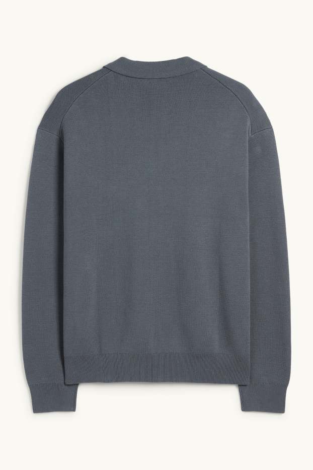 Home - Polo de mànigues llargues - de punt - gris fosc