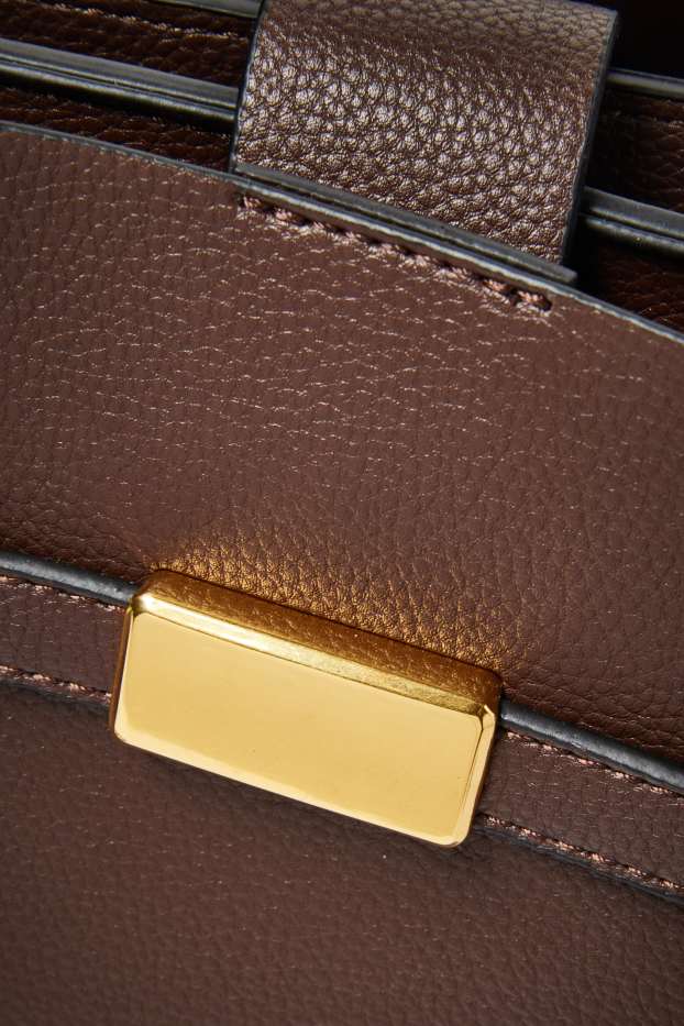 Femmes - Sac à bandoulière - matière synthétique - marron foncé