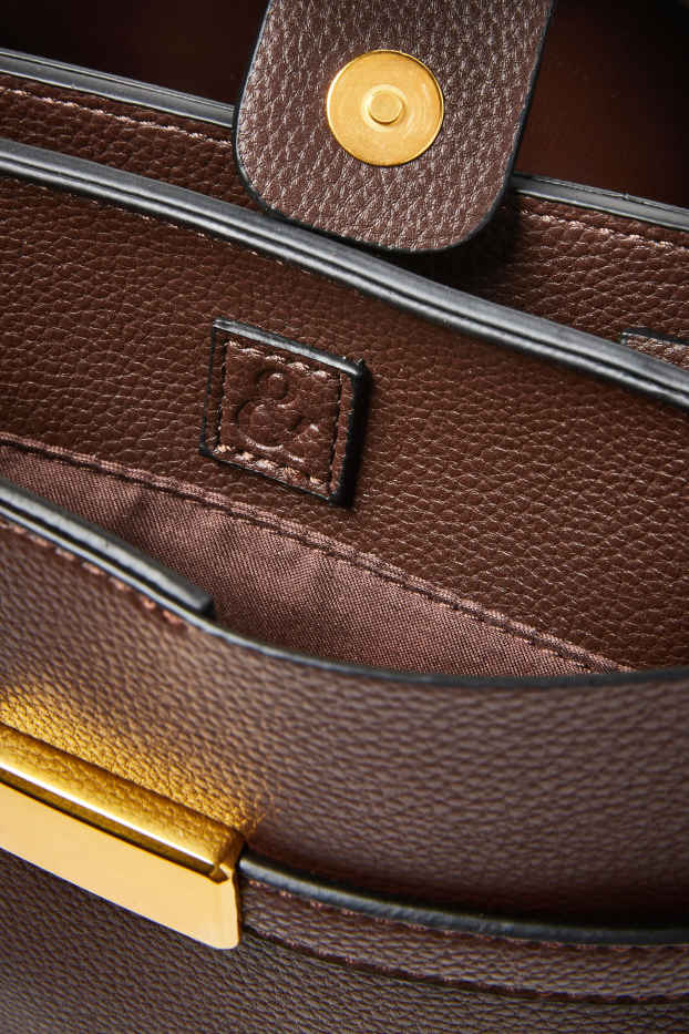 Femmes - Sac à bandoulière - matière synthétique - marron foncé