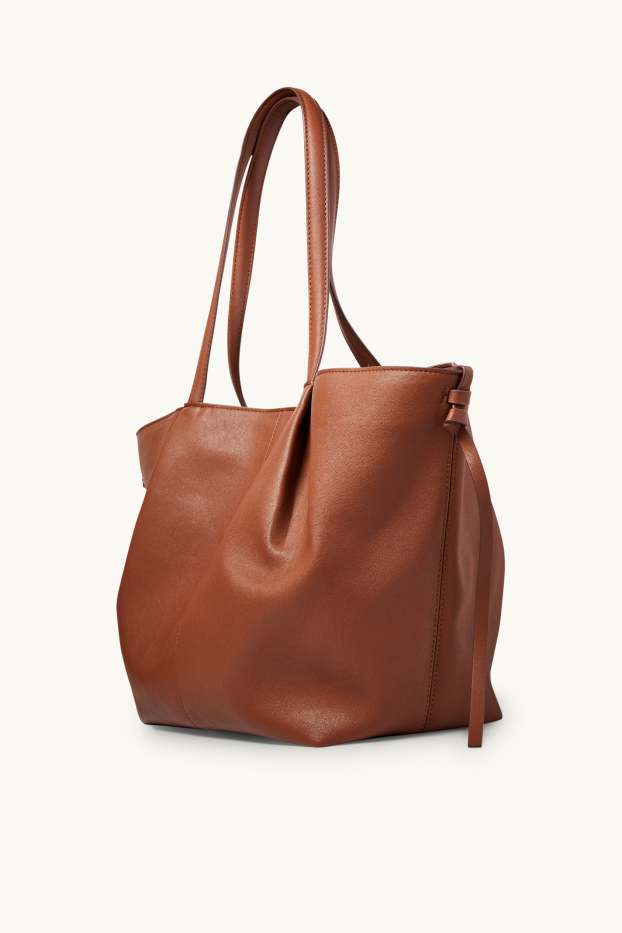 Damen - Großer Shopper - Lederimitat - braun