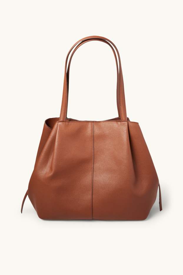 Damen - Großer Shopper - Lederimitat - braun