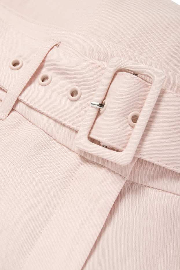 Kobiety - Szorty z paskiem - wysoki stan - jasnoróżowy