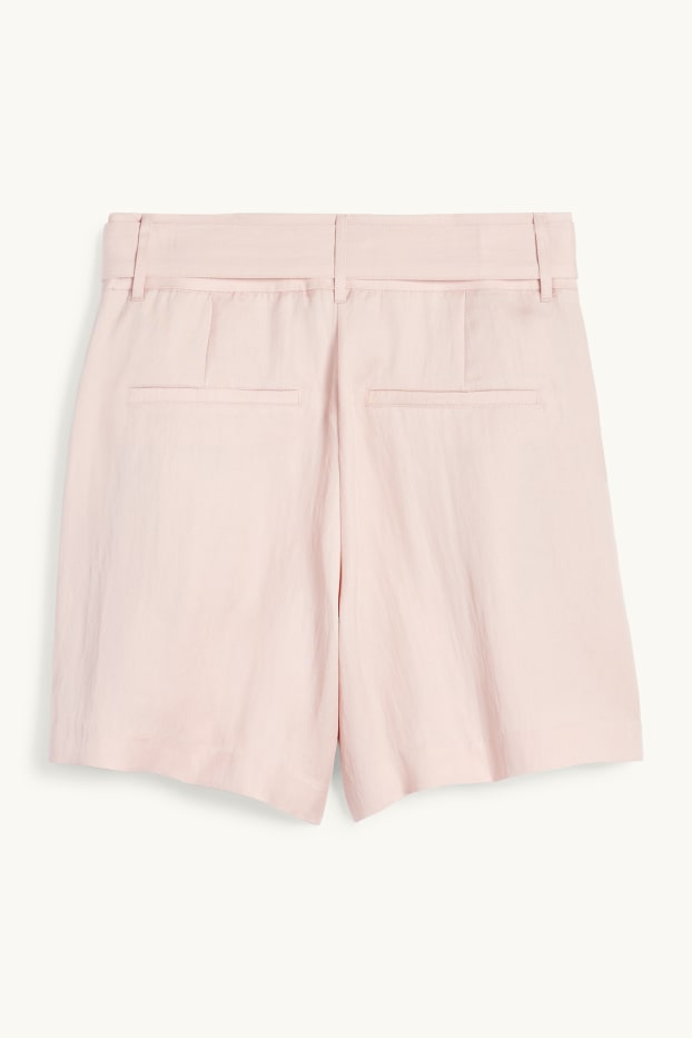 Kobiety - Szorty z paskiem - wysoki stan - jasnoróżowy