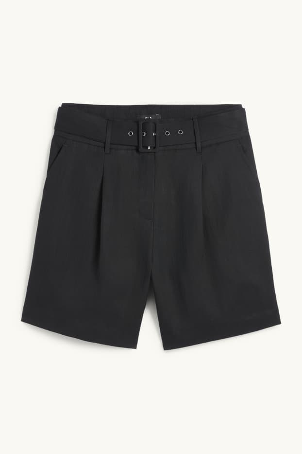 Donna - Shorts con cintura - vita alta - nero