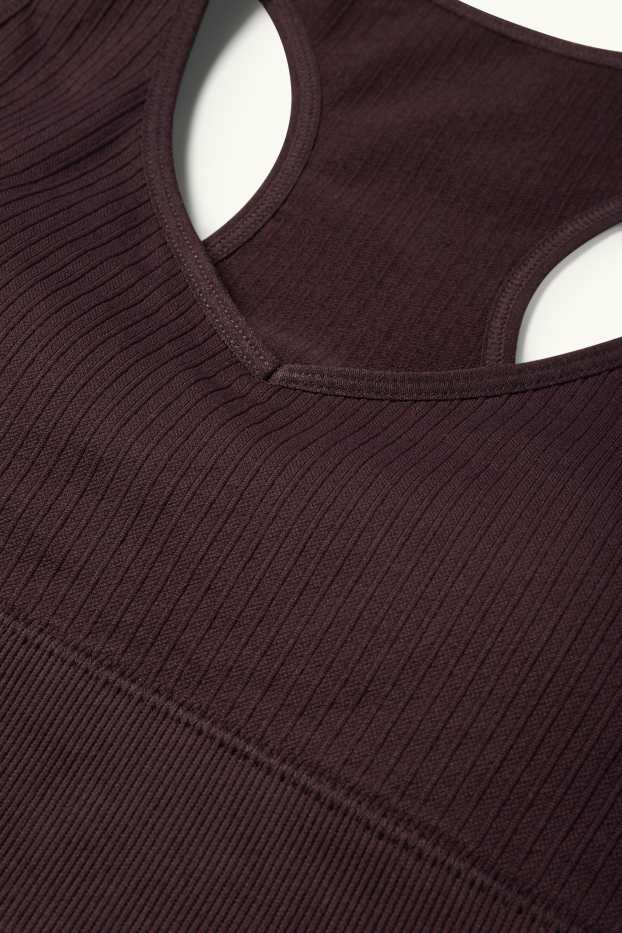 Donna - Reggiseno sportivo - imbottito - senza cuciture - marrone scuro