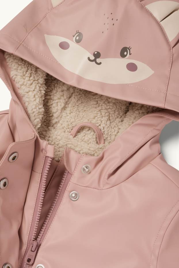 Baby Mädchen - Fuchs - Baby-Regenjacke mit Kapuze - wasserdicht - rosa