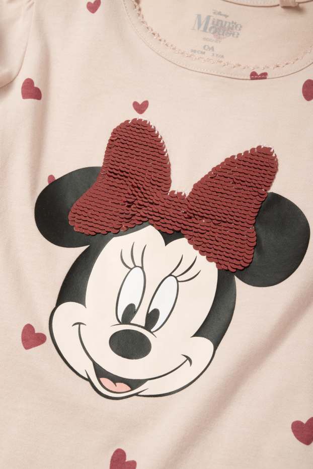 Kinder Mädchen - Minnie Maus - Langarmshirt - gemustert - Glanz-Effekt - rosa