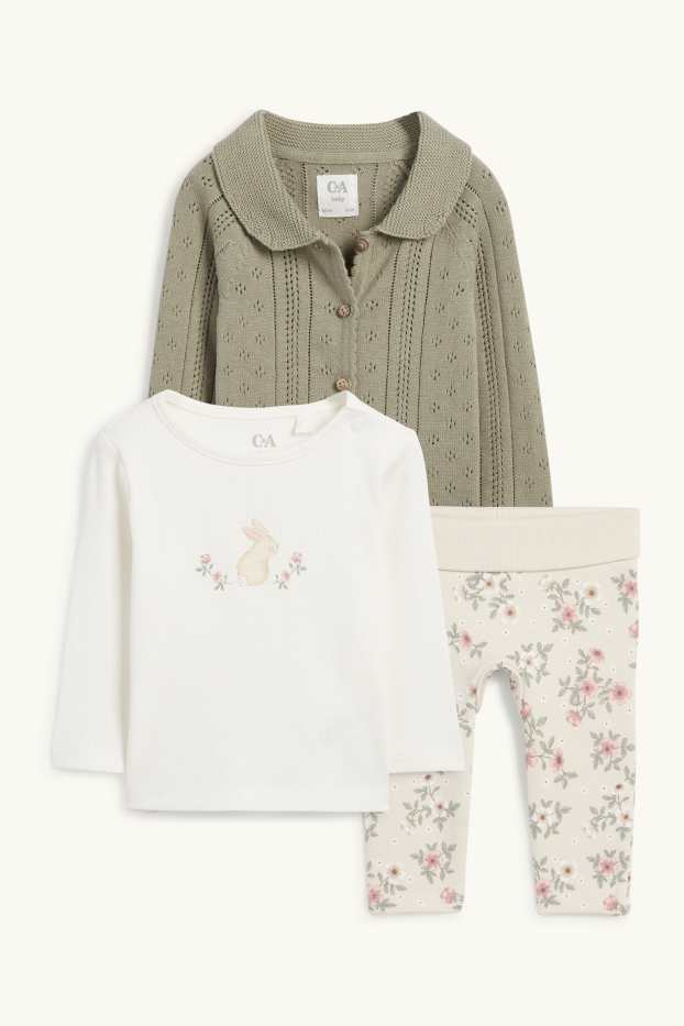 Baby Girls - Bunny rabbit - baby outfit - 3 piece - green