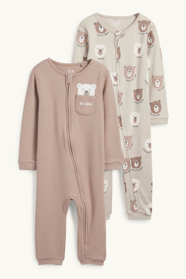 Bébés garçons - Lot de 2 - oursons - pyjamas bébé - taupe