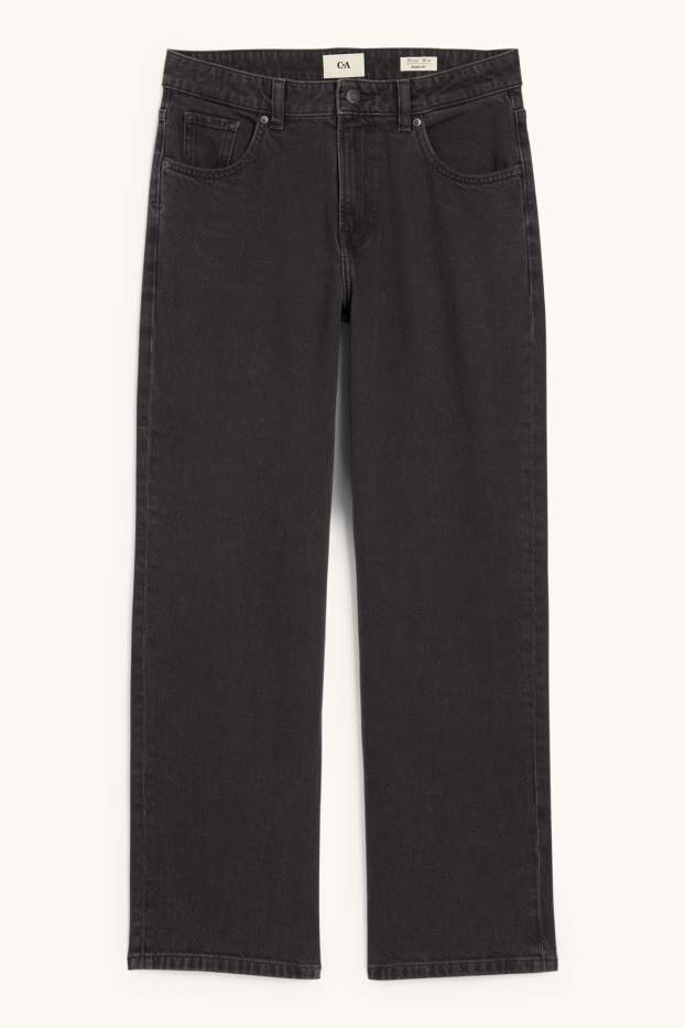 Damen - Baggy Jeans - Mid Waist - dunkeljeansgrau