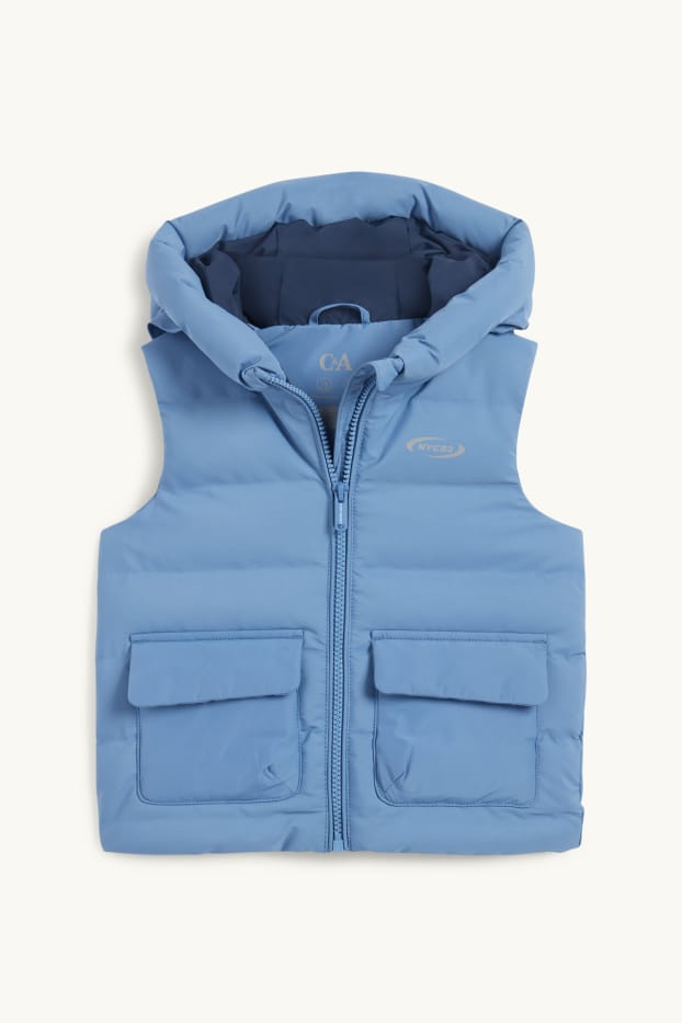 Children Boys - Quilted gilet with hood - water-repellent - light blue