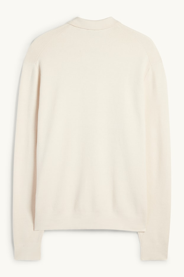 Home - Polo de mànigues llargues - de punt - blanc trencat