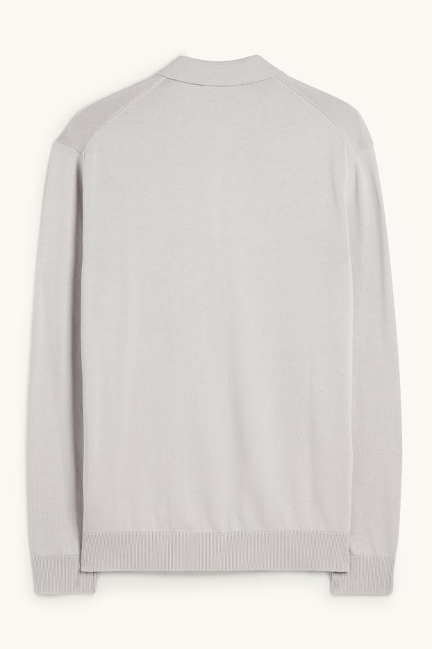 Home - Polo de mànigues llargues - de punt - gris clar