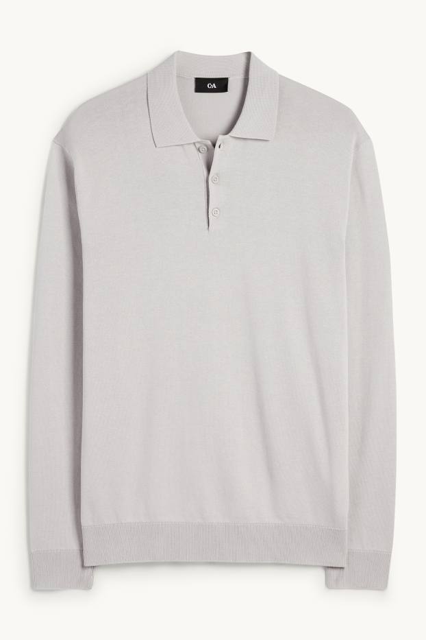 Home - Polo de mànigues llargues - de punt - gris clar