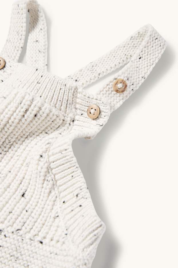 Unisex - Salopetă tricotată bebeluși - reiată - alb-crem