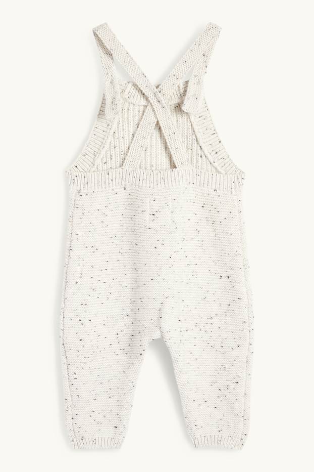 Unisex - Salopetă tricotată bebeluși - reiată - alb-crem