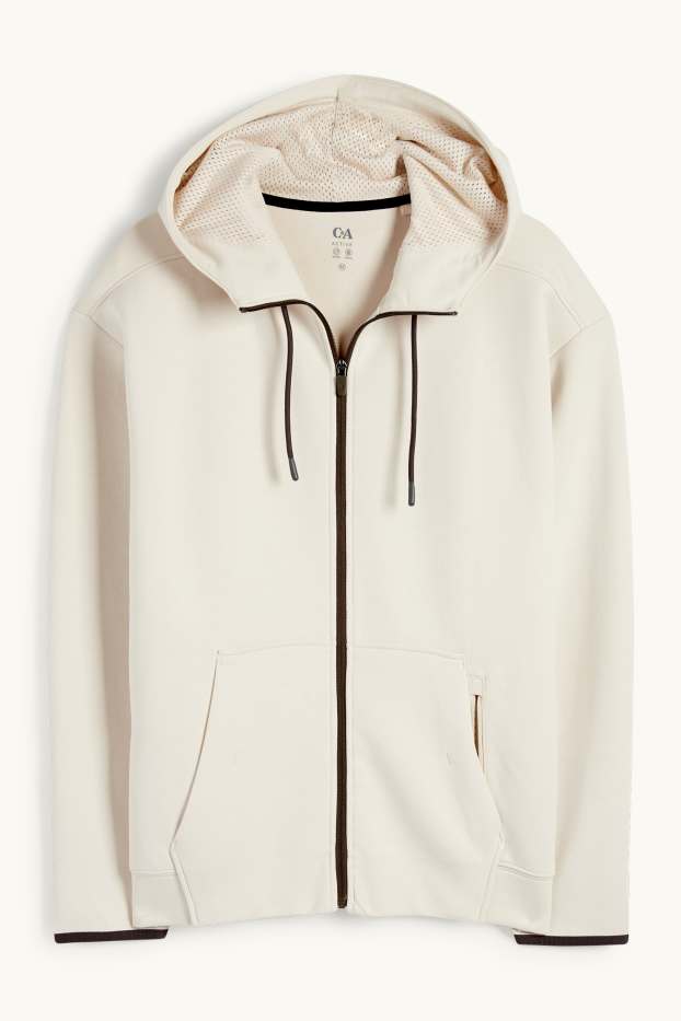 Home - Dessuadora oberta tècnica amb caputxa - blanc trencat