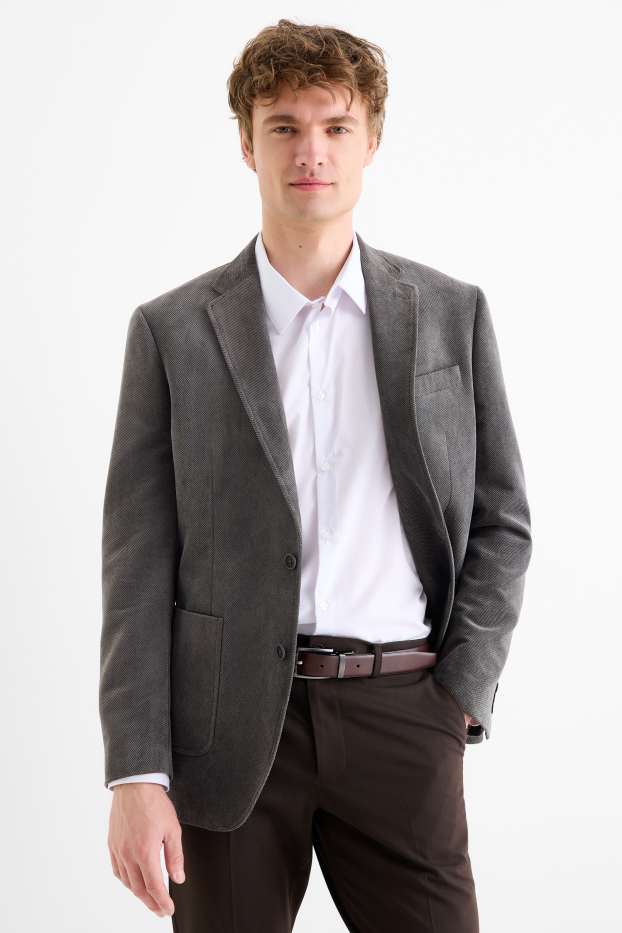 Herren - Sakko - Regular Fit - strukturiert - grau