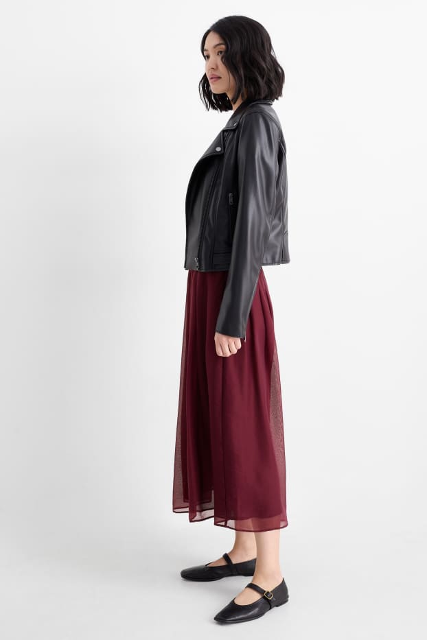Women - Pleated skirt - bordeaux