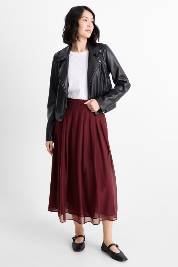 Women - Pleated skirt - bordeaux