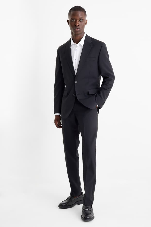 Herren - Baukasten-Hose - Regular Fit - Flex - Schurwoll-Mix - dunkelblau