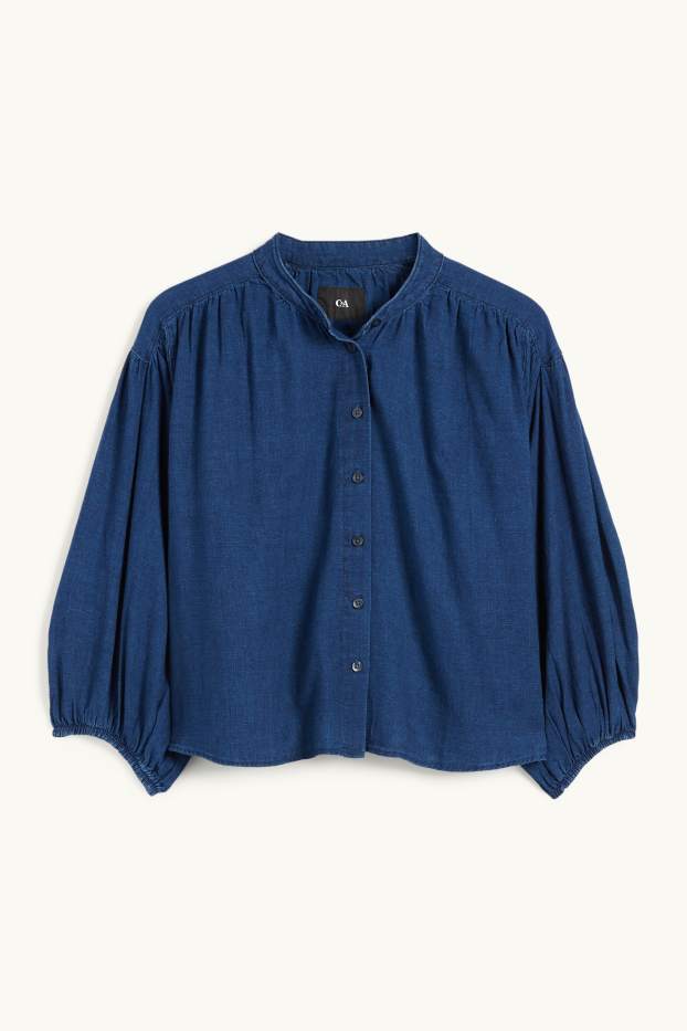 Femei - Bluză - aspect de jeans - denim-albastru închis