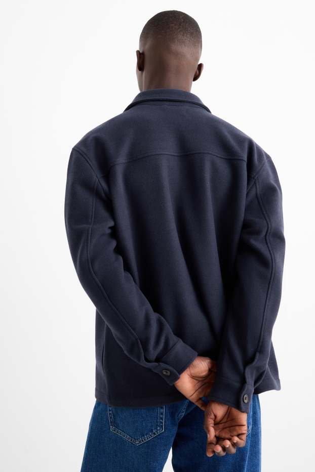 Hommes - Veste-chemise - relaxed fit - col kent - bleu foncé