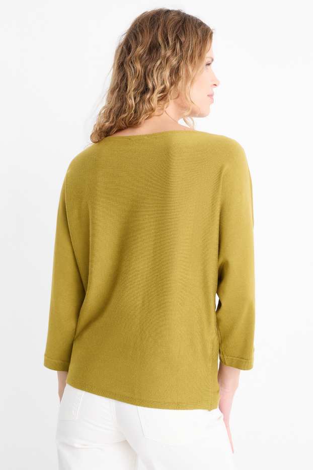 Femmes - Pull en maille fine - noir / beige