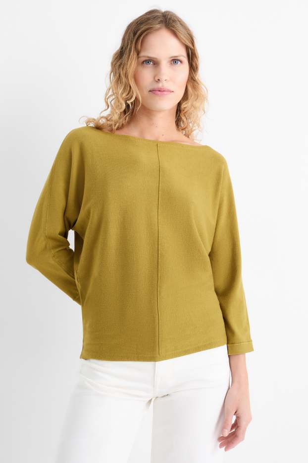 Femmes - Pull en maille fine - noir / beige