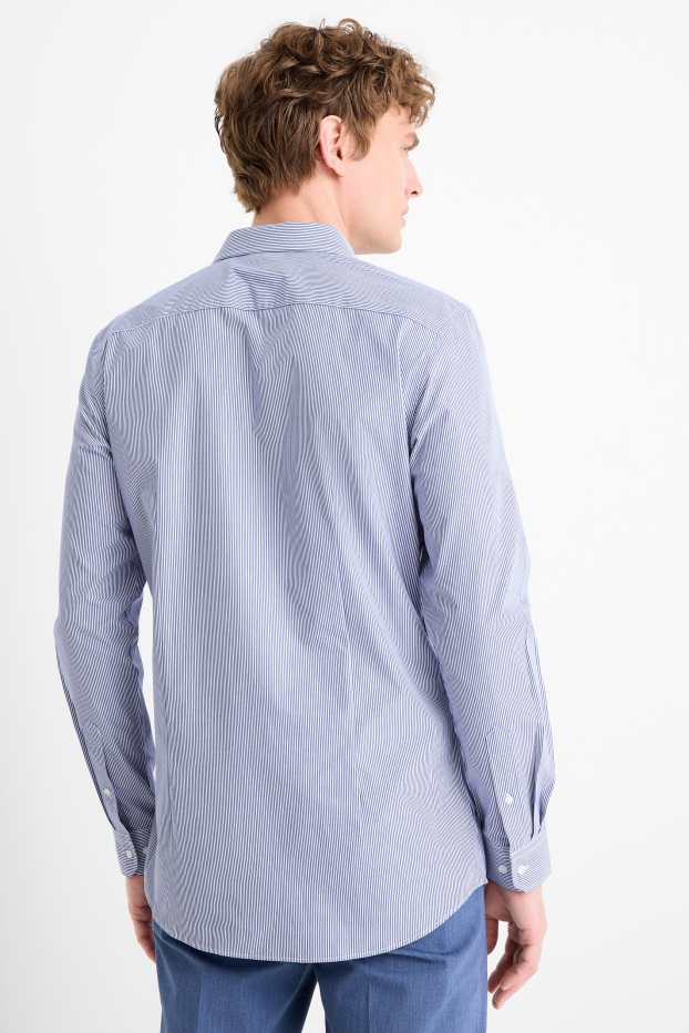 Heren - Business-overhemd - Slim Fit - kent - gestreept - blauw / wit