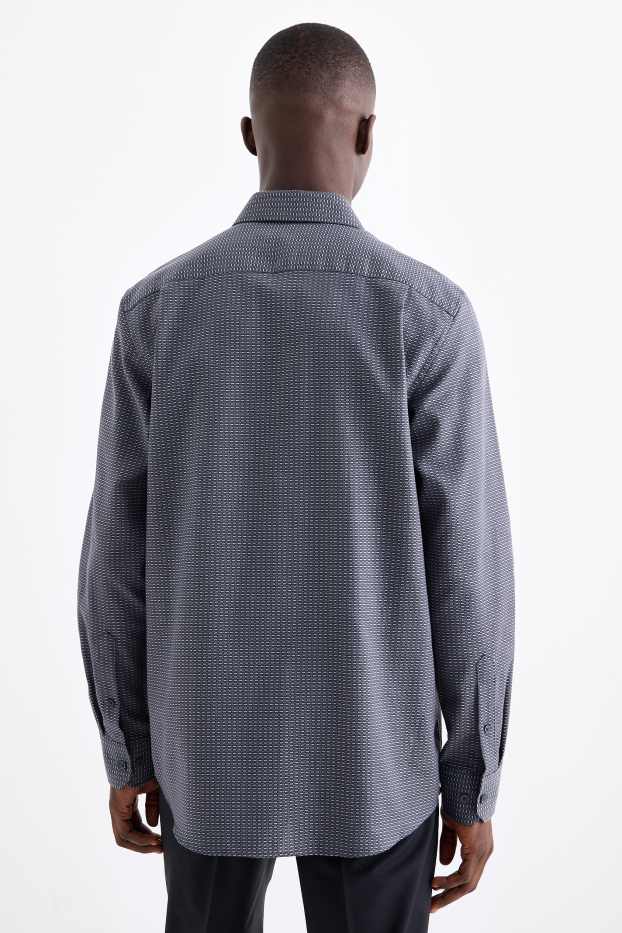 Hommes - Chemise de bureau - regular fit - col kent - sans repassage - à motif - bleu foncé