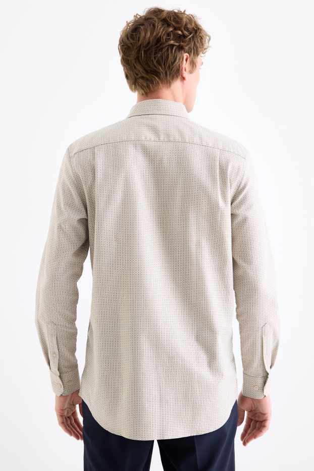 Bărbați - Cămașă office - regular fit - guler Kent - nu necesită călcare - cu model - bej