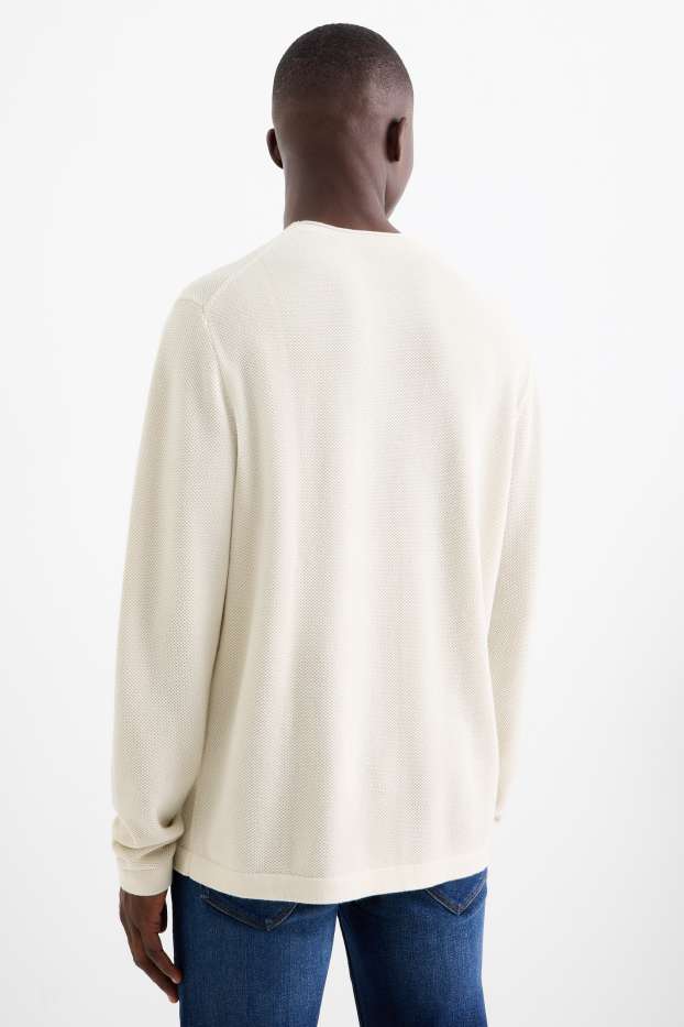 Bărbați - Pulover - structurat - bej deschis