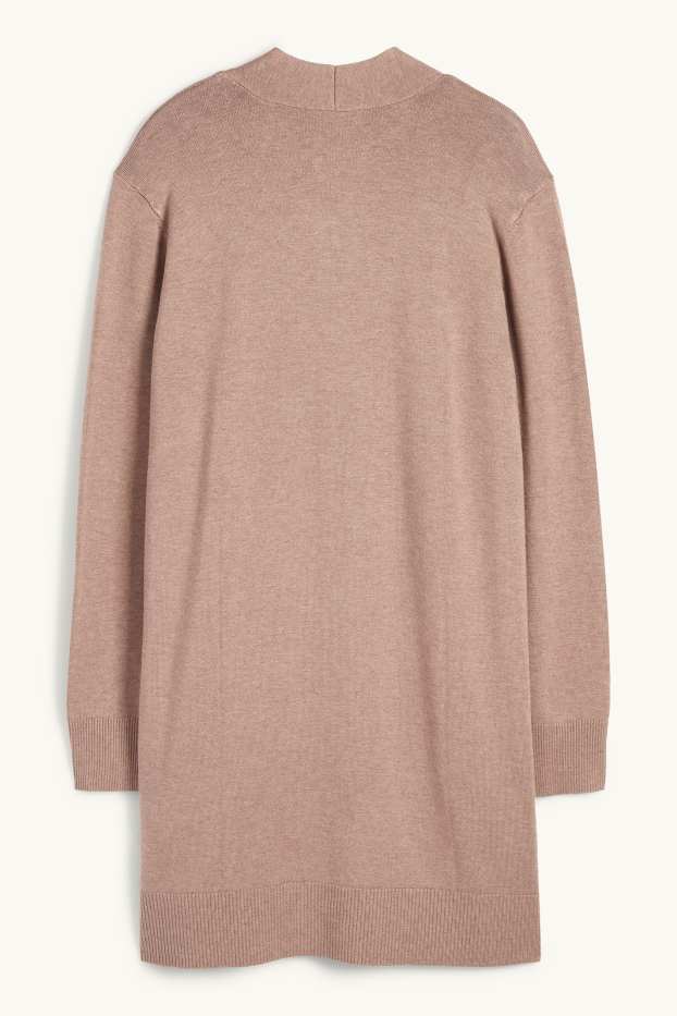 Damen - Lange Strickjacke - hellbraun