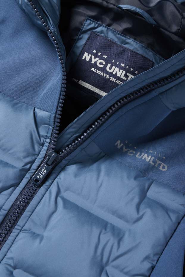 Kinder Buben - Hybridjacke mit Kapuze - blau