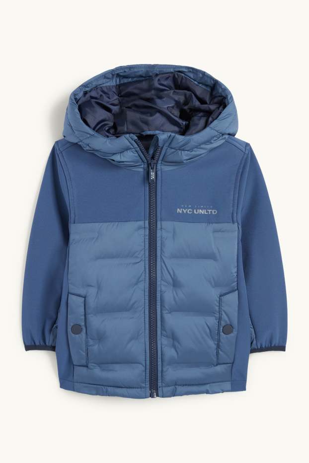 Kinder Buben - Hybridjacke mit Kapuze - blau