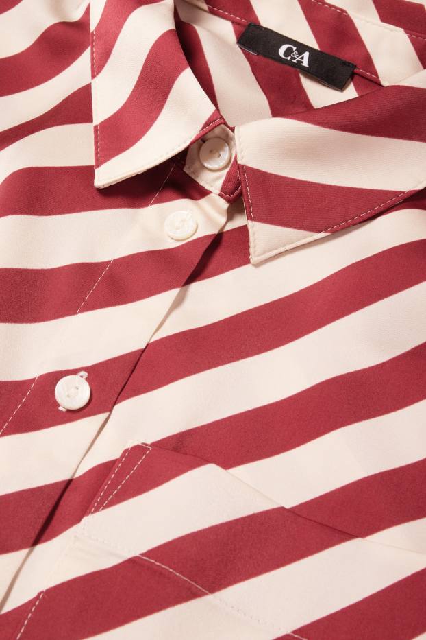 Femmes - Chemisier - à rayures - rouge / beige