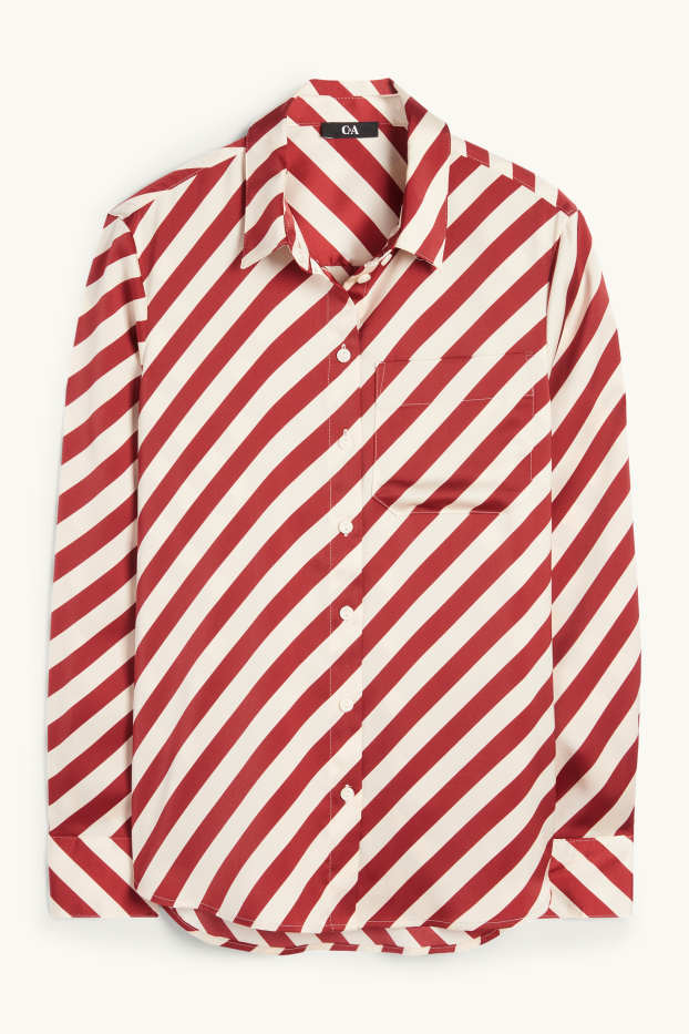 Femmes - Chemisier - à rayures - rouge / beige
