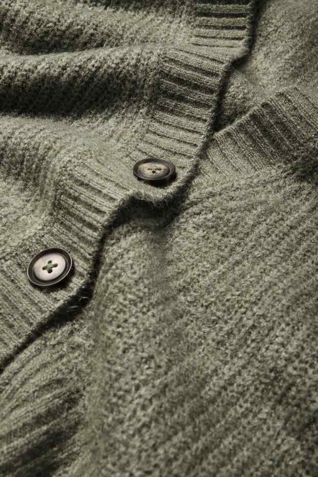 Damen - Strickjacke - gerippt - grün