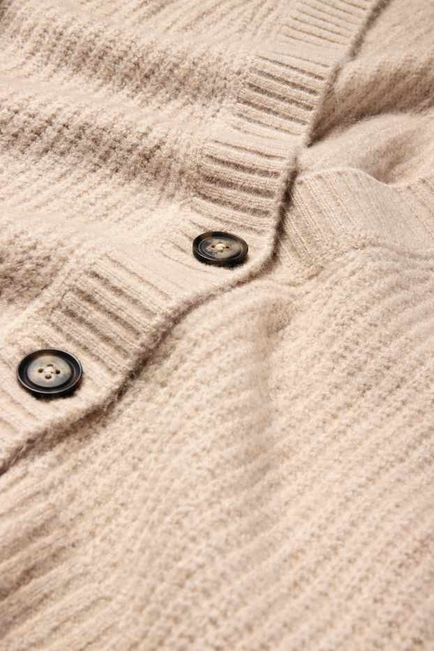 Damen - Strickjacke - gerippt - beige