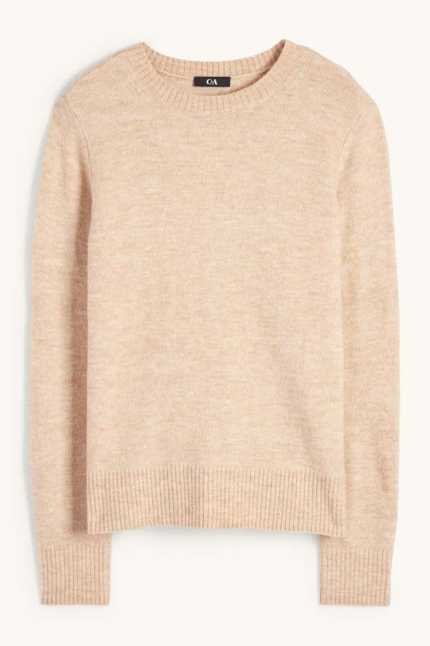 Femmes - Pull en maille fine - beige clair