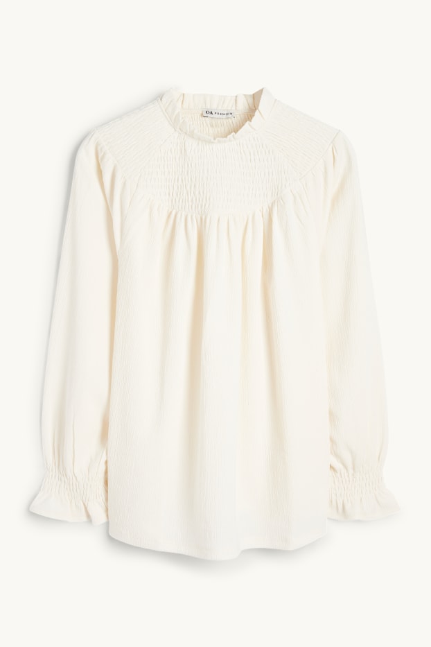 Nena - Samarreta de màniga llarga - estructurada - de punt de niu d'abella - blanc trencat